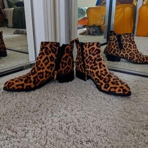 Calf Skin Leopard Print Booties